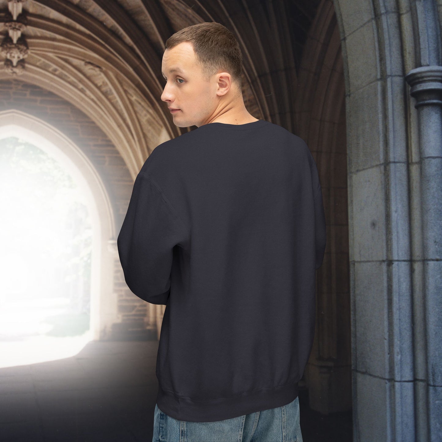 Valentine's Day Unisex Lightweight Crewneck Sweatshirt with Immortal Love Skeletons