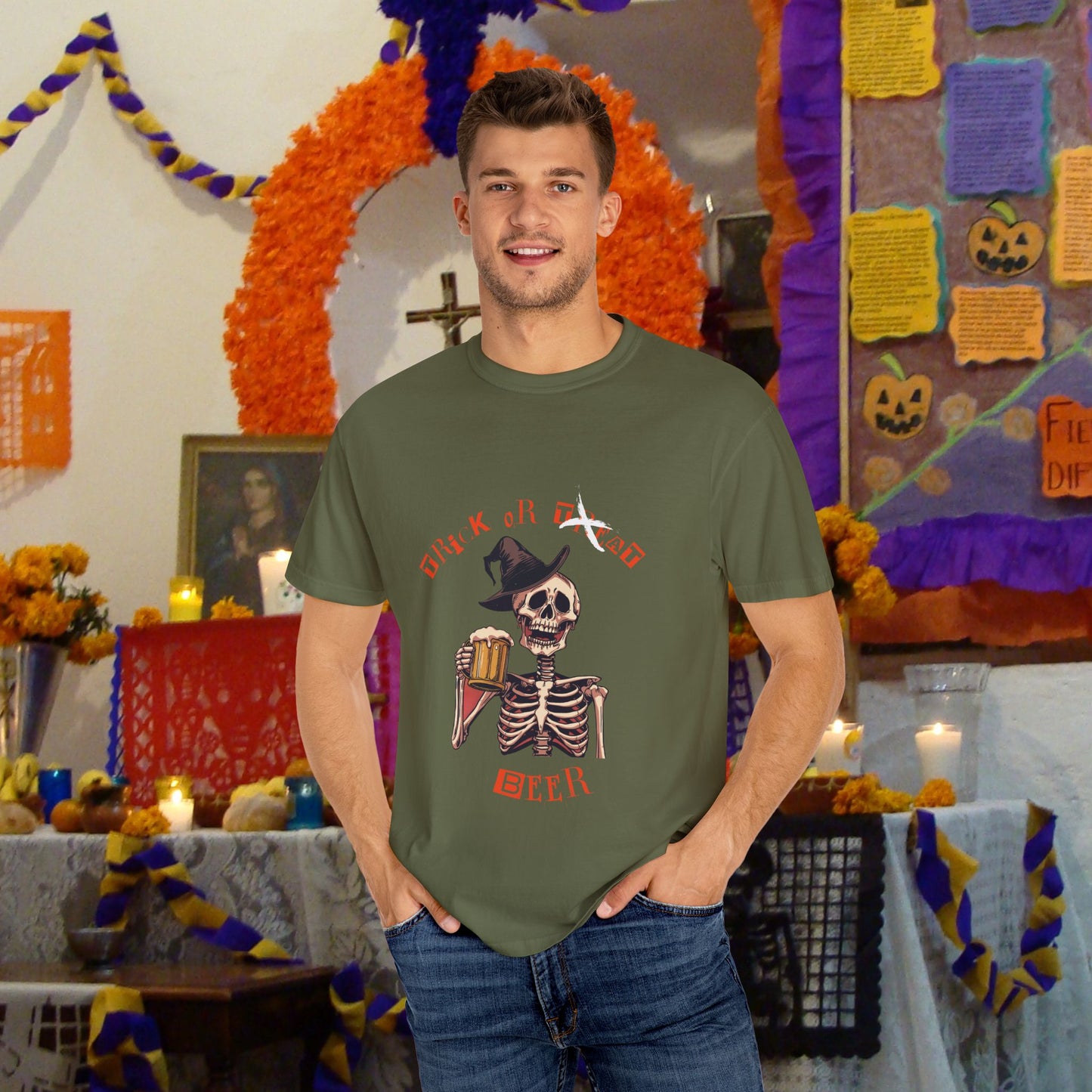 Halloween Skeleton Trick or Beer T-shirt