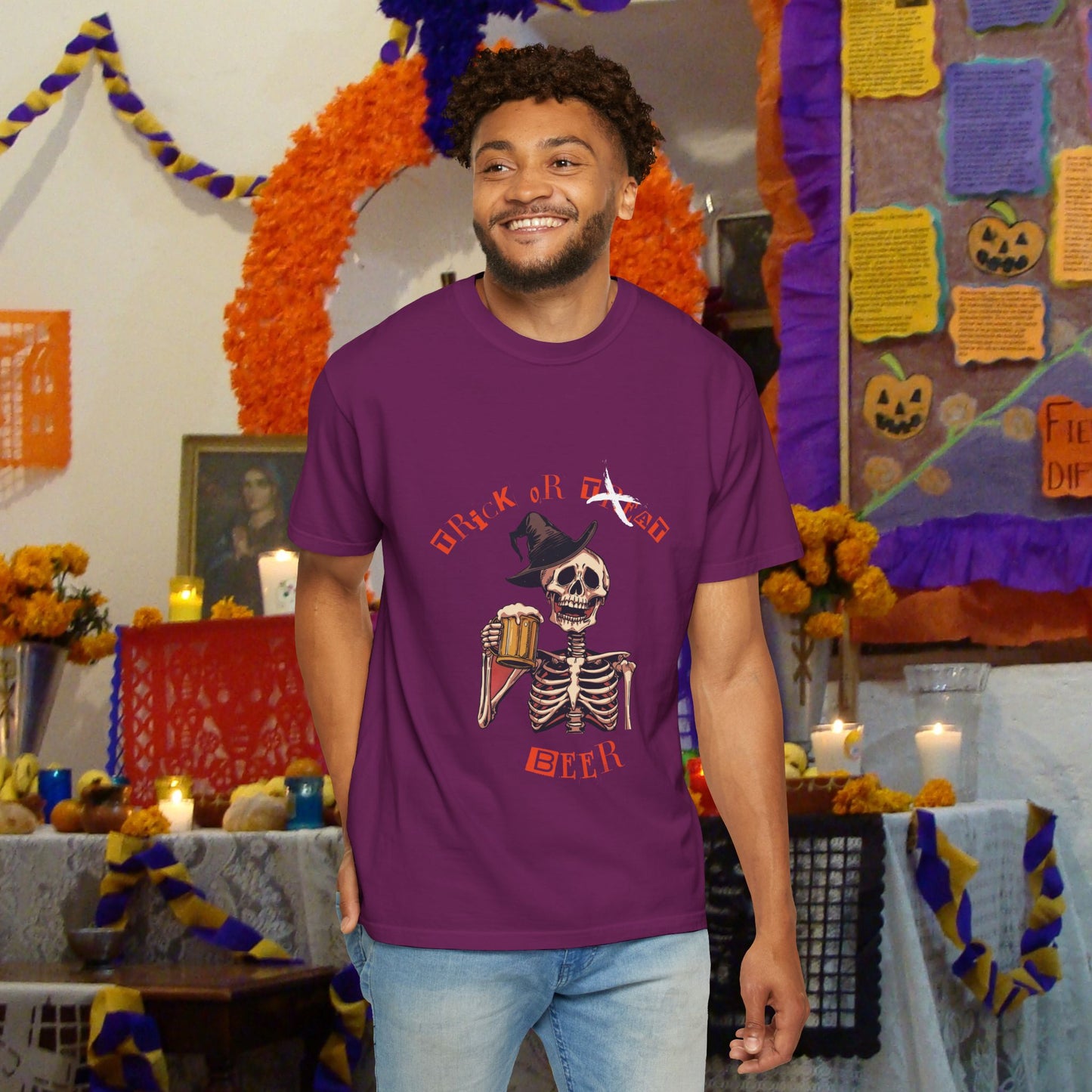 Halloween Skeleton Trick or Beer T-shirt