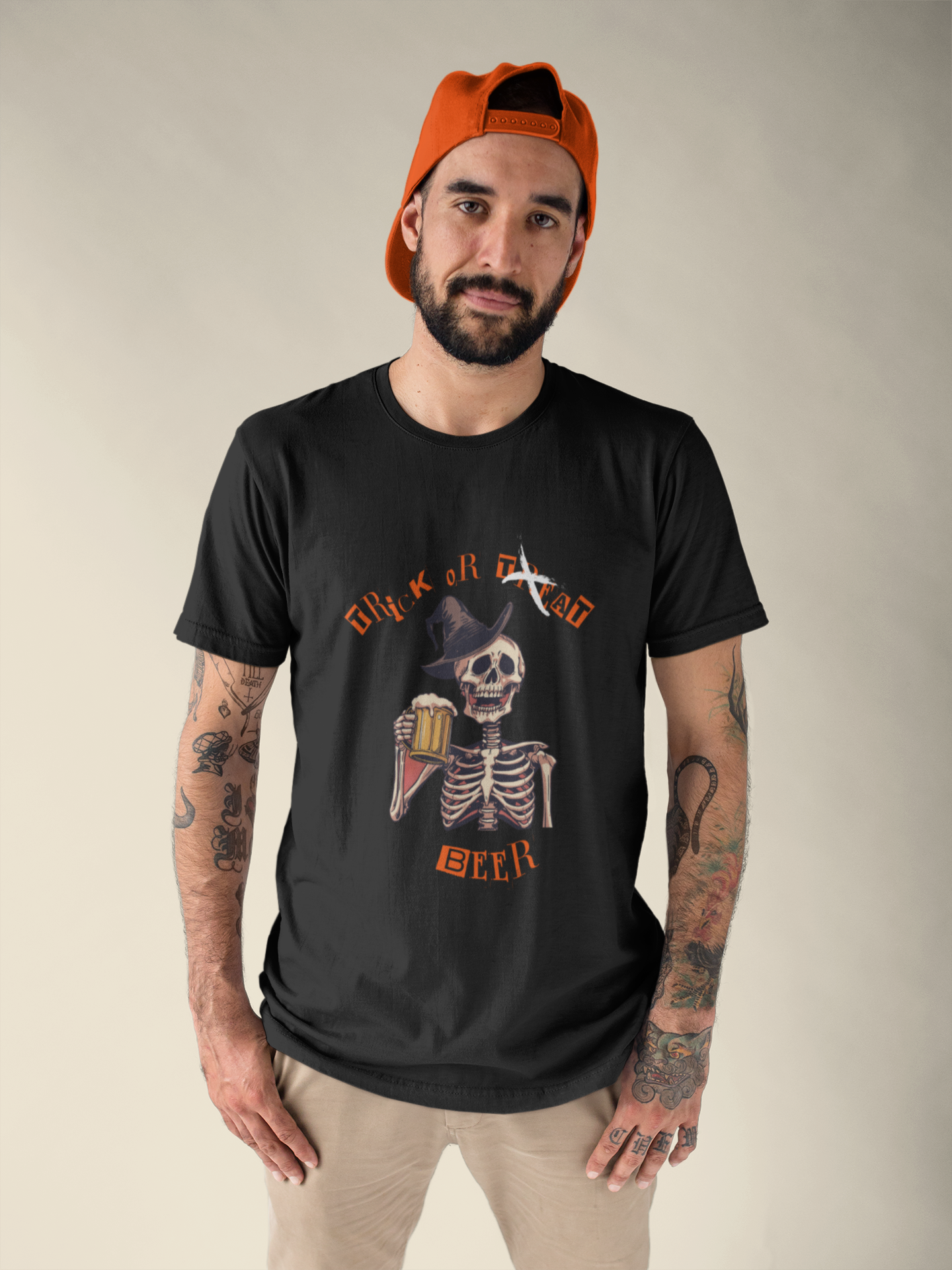 Halloween Skeleton Trick or Beer T-shirt