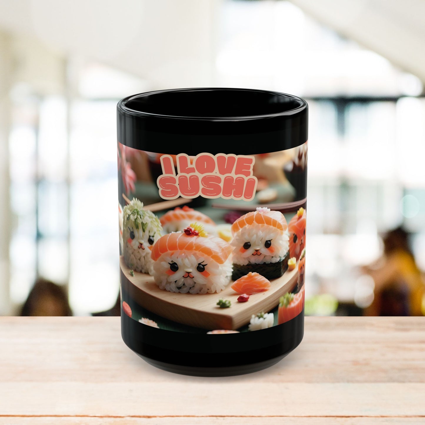 Mug - Tea in a Sushi-Inspired Cup - Black (11oz, 15oz)