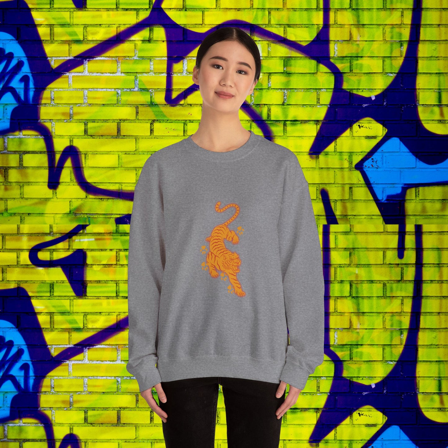 soft and cozy sweatshirt inspired by the beauty of the majestic Asian tiger