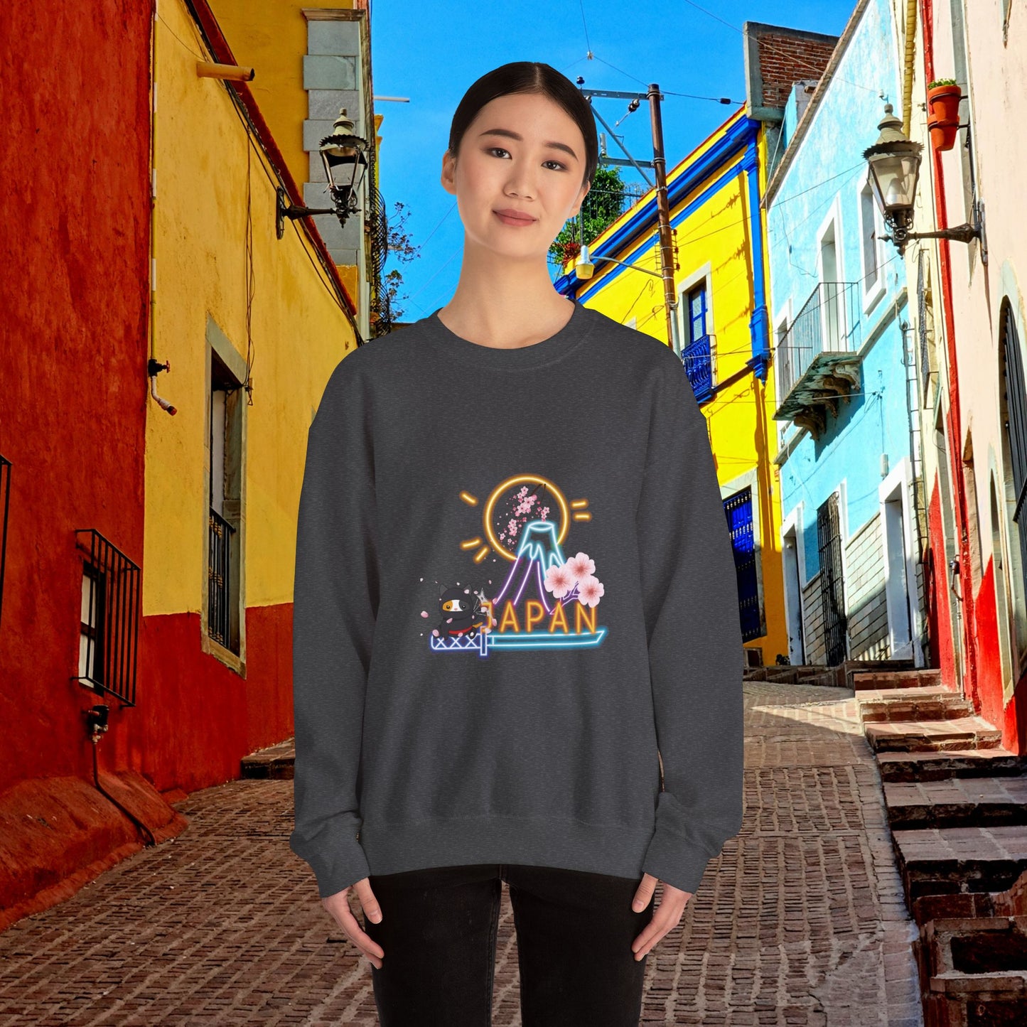 Beautiful, soft, and cozy sweatshirt with a lovely design evoking the beautiful culture of Kawaii of Japan.